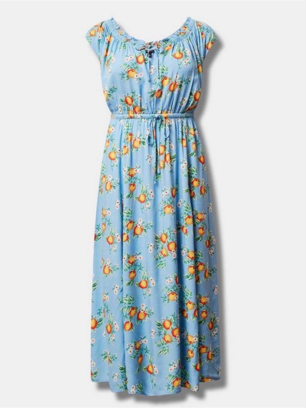Torrid Women's Orange Groves Blue Maxi Textured Woven Double Slit Dress Sz 3X